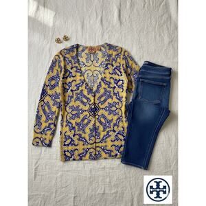 Tory Burch 100% Wool Graphic Cardigan Blouse - Size S
